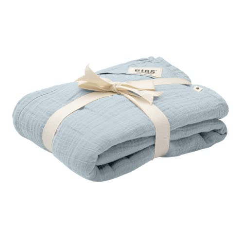Toalha de Encaixe BIBS Muslin Swaddle Azul Bibs - Roupa de cama e cama - algodão, muslin, 120x120cm, azul