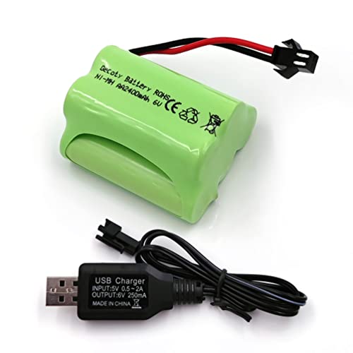 Conjunto de bateria e carregador GECOTY (6 V) Gecoty - Acessórios de brinquedos de controle remoto - 6 V, recarregável, litio, 1400 mAh, usb