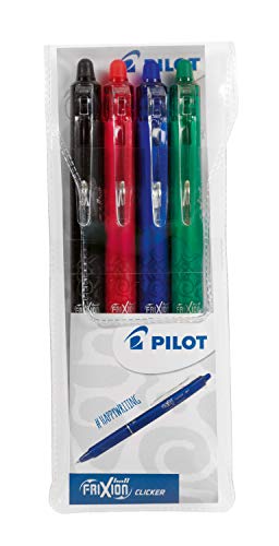 Esferográfica PILOT Frixion Ball Clicker Preto, Vermelho, Azul e Verde Pilot - Canetas - preto, vermelho, azul, verde, borracha