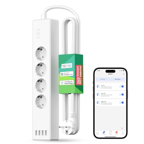 Extensão Elétrica MERoss Wifi Smart Plug com 4 Tomadas e 4 Portas Usb meross - Filtros de linha e supressores de surtos - extensão elétrica, wi-fi, 4 portas usb, 4 tomas corrente, smartplug, remoto