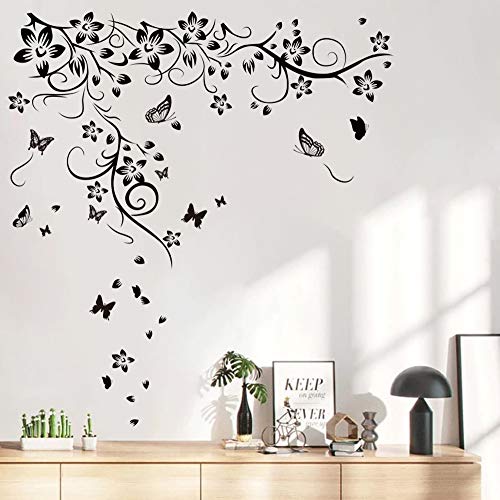 Autocolantes RUNTOO Floral (Preto - 30x50cm) Decalplanet - Papel de parede - decorativos, paredes, superfície lisa