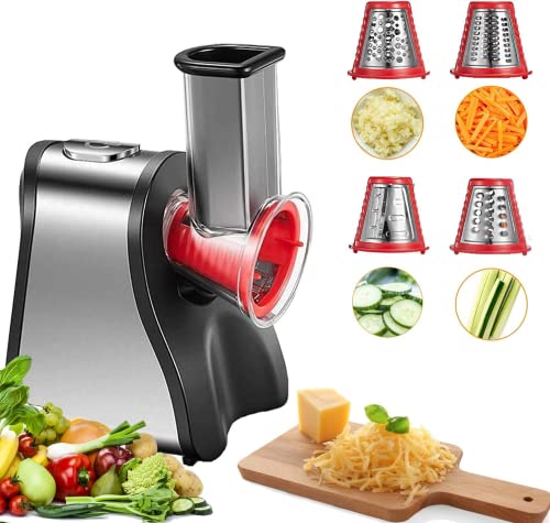Rallador Elétrico FOHERE com 3 Conos (Vermelho) FOHERE - Raladores de alimentos e zesters - elétrico, 3 conos, fácil de limpar