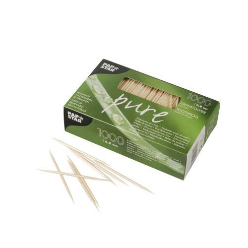 Pincel de Maquilhagem Papstar 12735 | Madeira PAPSTAR - Palitos de dente - madeira, 2 pinças, redondo