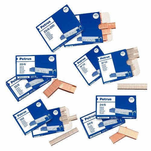 Agrafos PETRUS 22/6 (Multicolor - 1000 peças) Petrus - Grampos - multicolor, 1000 peças, 30 folhas, 6 mm