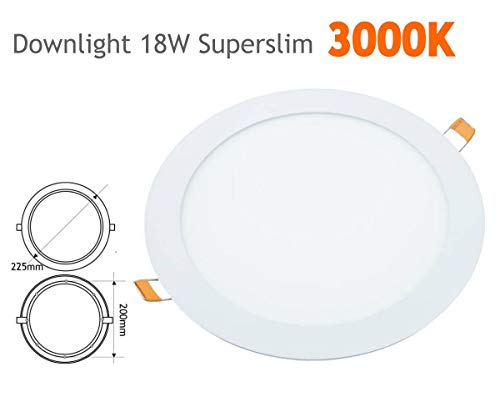 Downlight Led 18W Redondo Plano De Empotrar Luz Branca Calida 3000K Jandei - Luminárias de teto - led, 18W, redondo, branco, cálido