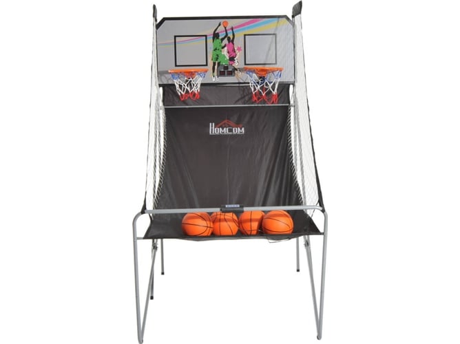 Conjunto de cestos de basquetebol HOMCOM | 205x110x205cm - Preto, branco HOMCOM - Jogos de basquetebol arcade - basquetebol, 205x110x205cm, preto, branco