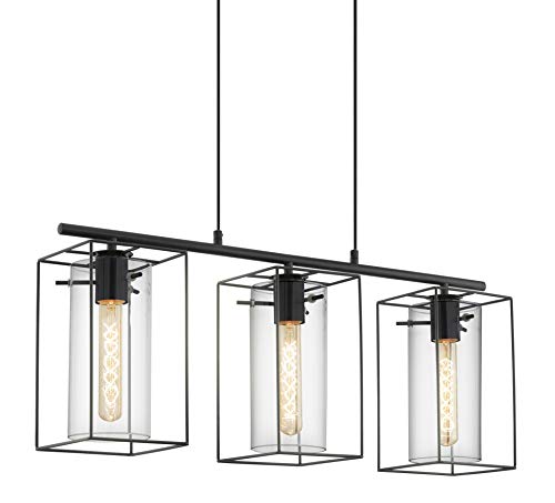 Candeeiro Suspenso EGLO 3 Loncino (Preto - E27 - 3 x 180 W - Aço e Vidro) EGLO - Luminárias de teto - suspender, e27, 180 W, aço e vidro