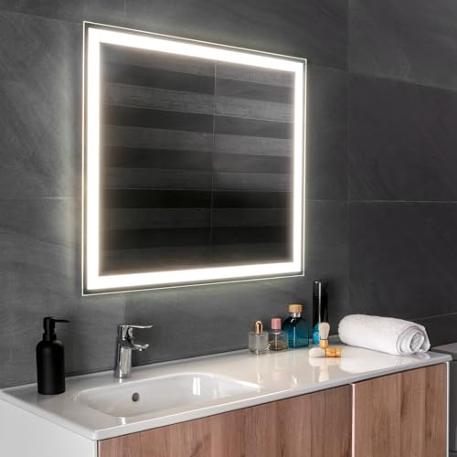 Espelho de Banho APLIKE Altea S2 (Branco - Madeira e Metal - 70x80 cm) APLIKE - Espelhos - madeira, metal, 70x80 cm