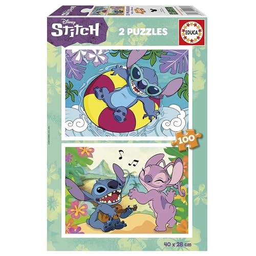 Puzzle EDUCA BORRAS 2 Puzzles Disney Stitch (Idade Mínima: 6 Anos - 100 Peças) Educa Borrás - Quebra-cabeças - puzzle, disney, stitch, 6 anos, 100 peças