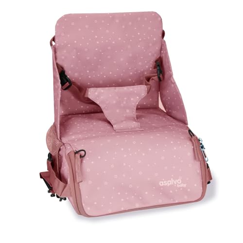 Cadeira de Viagem para Bebé ASALVO Bolso Hummus Estrelas Rosa Asalvo - Móveis para bebês e crianças pequenas - arnês 3 pontos, bolsos acessórios, espaço biberões, fácil uso