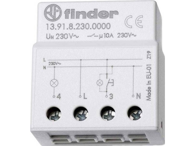 Interruptor Elétrico Finder 13.91.8.230.0000 1 NO (T) Corte 10A 230V/AC 1 peça(s) FINDER - Interruptores e relés especiais - cinzento, rotativo, 10A, 230v