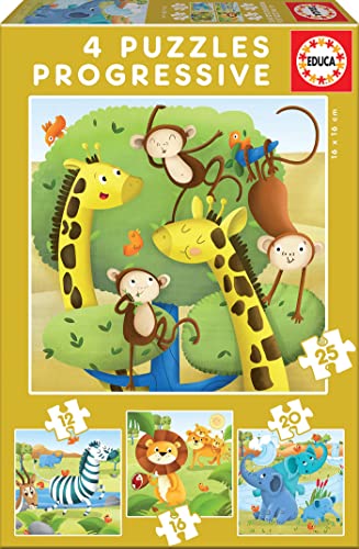 Puzzle 2D JUMBO Animals Wild (Idade Mínima: 3 Anos - 100 Peças) EDUCA - Quebra-cabeças de encaixar - 100 peças, 3 anos, animais, diversos