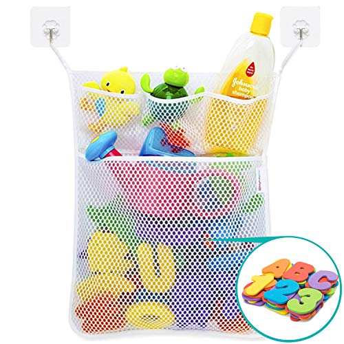 Jogo Didático WEMK Números e Letras do Banho (Idade Mínima: 3) Wemk - Brinquedos - 26 letras, 10 números, bolsa de armazenamento, gancho autoadesivo