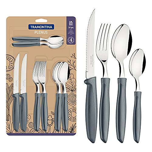 Conjunto de Talheres TRAMONTINA Plenus (Aço - 16 peças) TRAMONTINA - Jogos de talheres - 16 peças, aço inoxidável, design elegante, facas, colheres