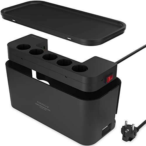 Organizador de Cabos ACROPAQ (USB e Tomadas) ACROPAQ - Fios e cabos elétricos - 5 tomas, 3 usb, 2 metros, 3500w