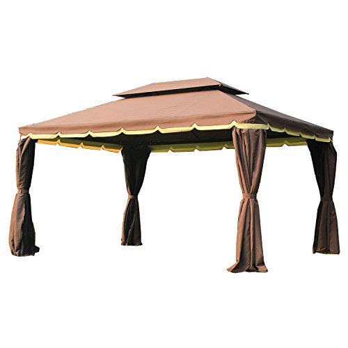 Pérgola Outsunny | 400 x 300 x 290 cm - Castanho Outsunny - Toldos e gazebos - pérgola, outsunny, castanho, 400x300x290cm