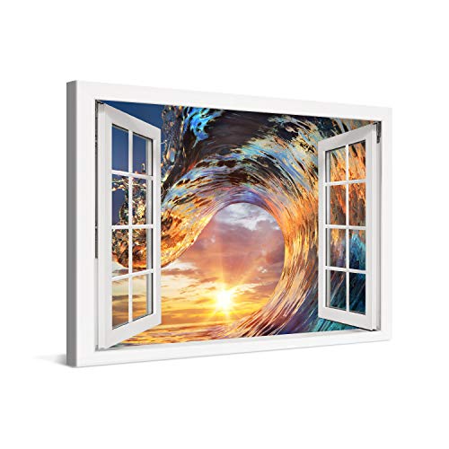 Quadro PICANOVA Wave Sunset Window (60 x 40 cm) Picanova GmbH - Materiais de arte e artesanato - impressão a jato, madeira mdf, 300gr/m2, fixação na parede