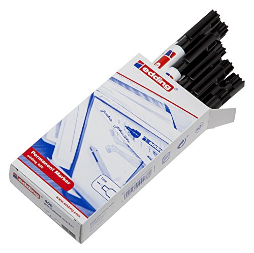 Marcadores Permanentes EDDING 400 Ponta Fina Preto (Caixa de 10) Edding - Marcadores e marcadores de texto - ponta fina, preto, resistente à água, secagem rápida