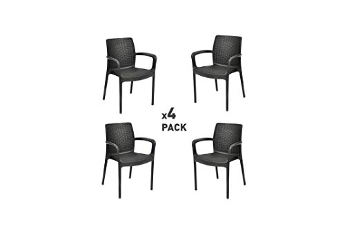 Conjunto de 4 Cadeiras de Jardim KETER Bali (Cinzento - Poli-Rattan - 53.5x50x81 cm) KETER - Móveis de exterior - cadeira, jardim, keter, poli-rattan, cinzento