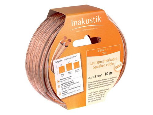 Cabo de Áudio INAKUSTIK (Jack 6.3mm - Jack 6.3mm - 10 m - Transparente) Inakustik - Cabos de áudio e vídeo - 10 m, transparente, polietileno, 6.3mm
