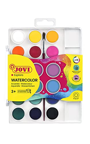 Conjunto de Aquarelas Jovi 800/18 - 18 Unidades Jovi - Tinta, tinta de arte e esmalte - aquarelas, 18 unidades, secagem rápida, fácil de usar