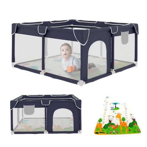 Parque Infantil JUPPLIES 120X120Cm Azul (Recondicionado Como Novo) JUPPLIES - Parques infantis - 120x120 cm, almofada suave, seguro, bebés