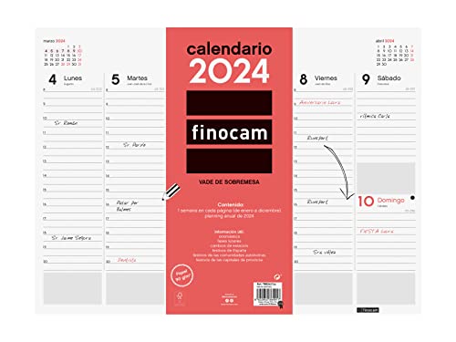 Agenda FINOCAM Vista Vertical (A5 - 2024 - Semanal - EspañoL) Finocam - Calendários, organizadores e planejadores - agenda, finocam, vista vertical, A5, semanal, espaço para anotações