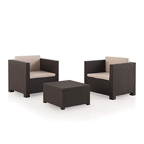 Conjunto de Móveis de Jardim KETER Usine (Castanho - Poli-Rattan - 53x81x75 cm) SP BERNER - Conjuntos de móveis de exterior - poli-rattan, castanho, 53x81x75 cm, transporte a pé
