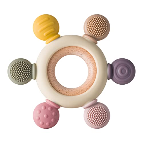 Mordedor ARUDYO Silicone com Anel de Madeira Arudyo - Cuidados com a higiene oral - silicone, sem BPA, anel de madeira