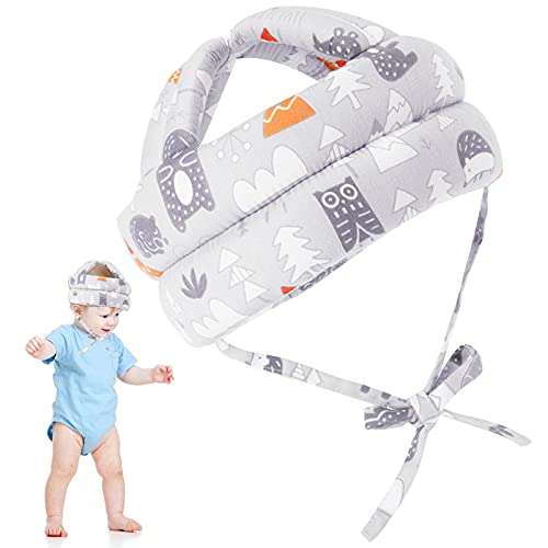 Capacete para Bebé HWTCTJX Capa para Cabeça Cinzento Hwtcjx - Chapéus para bebês e crianças pequenas - algodão, esponja, cinzento, 17 x 13cm