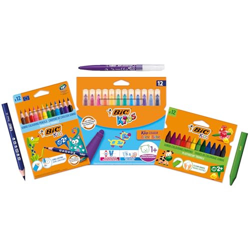 Lápis de Cor BIC Kids Set (Idade Mínima Recomendada: 5 anos) BIC - Instrumentos de escrita e desenho - 36 lápis, mina ancha, resistente, crianças