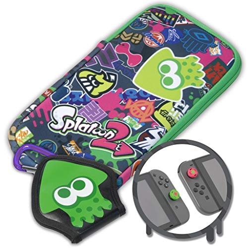 Capa Nintendo Switch SPLATOON 2 (Splatoon) Hori - Acessórios para console de jogo portátil - capa nintendo switch, splatoon 2, desenhos exclusivos, cores exclusivas, capa rígida, estuche transporte, jogos cartões sd, thumb grips, suporte joy-con