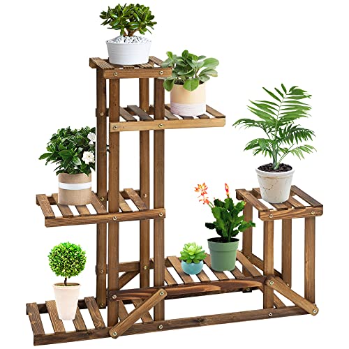 Suporte para Plantas Outsunny | 98 x 28 x 96.5 cm - Carvão Outsunny - Suportes para plantas - 98x28x96.5cm, carvão