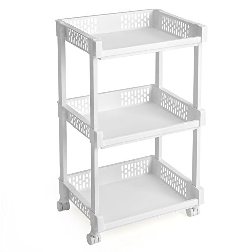 Carrinho de Cozinha SONGMICS Branco (Madeira - 39.5x38.5x60.5cm) SONGMICS - Carrinhos de cozinha e jantar - madeira, 39.5x38.5x60.5cm