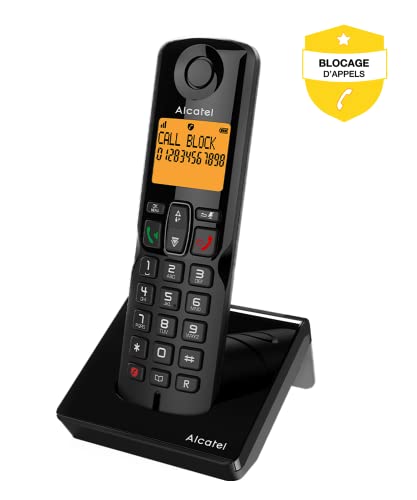 Telefone fixo com bloco de chamadas ALCATEL S280 preto ALCATEL - Telefonia - bloqueio inteligente, mãos livres, agenda, memória, registro de chamadas