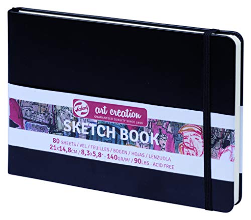 Bloco de Desenho ARTCREATION (A4 - Polipropileno) Royal Talens - Papel de arte e artesanato - 80 folhas, papel horizontal, capa preta, polipropileno