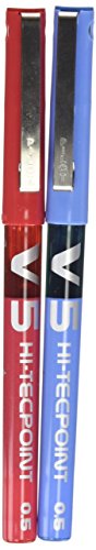 Caneta de Gel PILOT V5 Rollerball (Azul e Vermelho) Pilot - Instrumentos de escrita e desenho - tinta líquida, ponta 0,5mm, escrita fluída