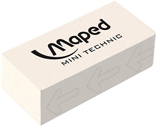 Lote de 9 Borrachas MAPED Technic 300 Brancas Maped - Borrachas - 9 borrachas, MAPED Technic 300 Brancas, material de nova geração, pano de proteção