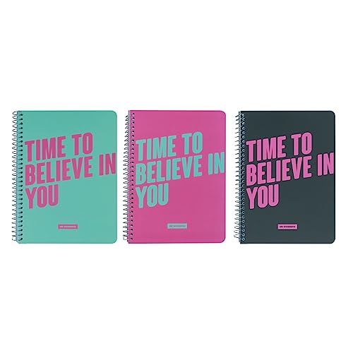 Caderno Quadriculado MR. WONDERFUL A5 - Time To Believe In You (3 unidades) Mr. Wonderful - Papel de impressora e copiadora - quadriculado, A5, espiral, 80 folhas