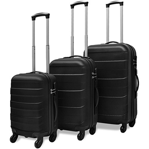 Conjunto 3 Malas de Viagem VDXL (Preto - 50/70/100 L) vidaXL - Malas - 50/70/100 L, compartimento interior, alça de transporte, pés rotativos