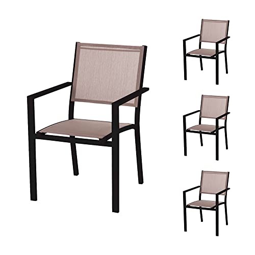 Conjunto de 4 Cadeiras de Jardim LOLAHOME Thais (Preto - 55x60x86 cm) LOLAhome - Móveis de exterior - 4 cadeiras, jardim, preto, 55x60x86 cm