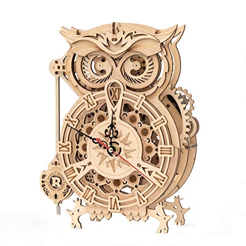 Modelo de montagem ROKR Owl Clock Puzzle 3D Madeira ROKR - Quebra-cabeças mecânicos - montagem, puzzle, madeira