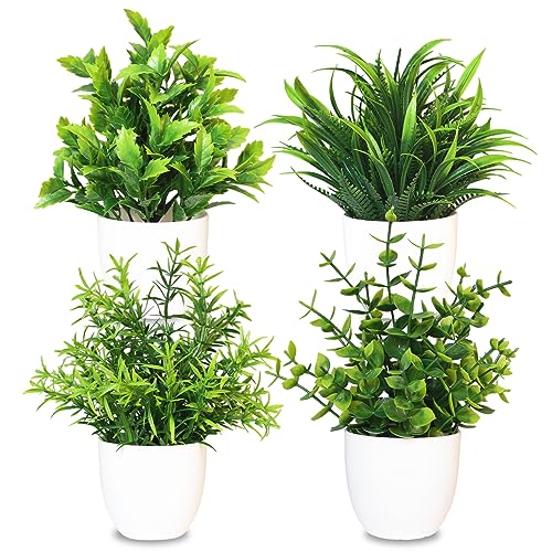 Conjunto de Plantas Artificiais MEMO (4 Un - Verde) MEMOFYND - Casa e jardim - 4 unidades, verde, 17 cm, plástico branco