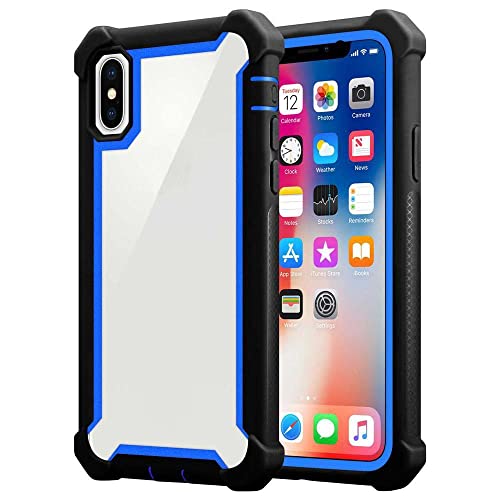 Capa para iPhone X CADORABO Preto Azul e Transparente CADORABO - Capas para telemóveis - plástico, iPhone X, preto azul transparente, resistente a riscos