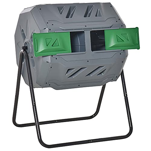 Compostor Outsunny | 160 L | Cinzento (Jardinagem) Outsunny - Compostores - 160 l, aço, polipropileno, cinzento