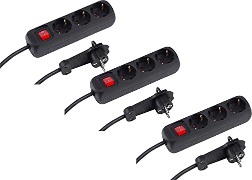 Extensão Elétrica MEISTER 7430580 (3 Tomadas - Tipo F - 2m) Conmetall Meister GmbH - Filtros de linha e supressores de surtos - 3 tomadas, interruptor iluminado, 2m, tipo f