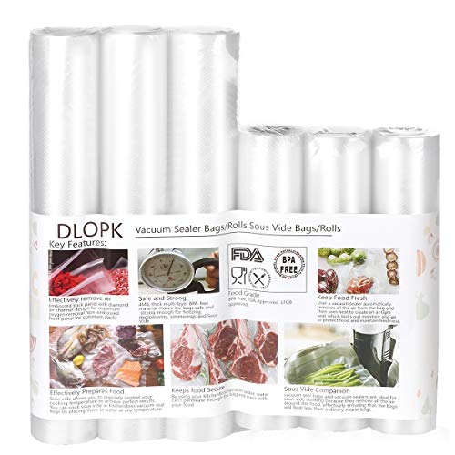 Sacos de Cozer a Vácuo DLOPK (6 rollos - 20 x 300 cm) Ge Run - Bolsas para seladoras a vácuo - 4 camadas, polietileno, baixo vapor, sous vide