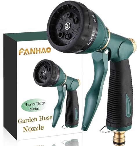 Pistola de Água Fanhao com 7 padrões, 100% resistente de metal FANHAO - Bicos de pulverização de mangueira de jardim - 7 padrões, resistente de metal, pistola de água