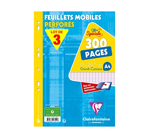 Papel Clairefontaine 175511A4 | Branco Clairefontaine - Papel para fichários - a4, 90g, branco, 3 conjuntos