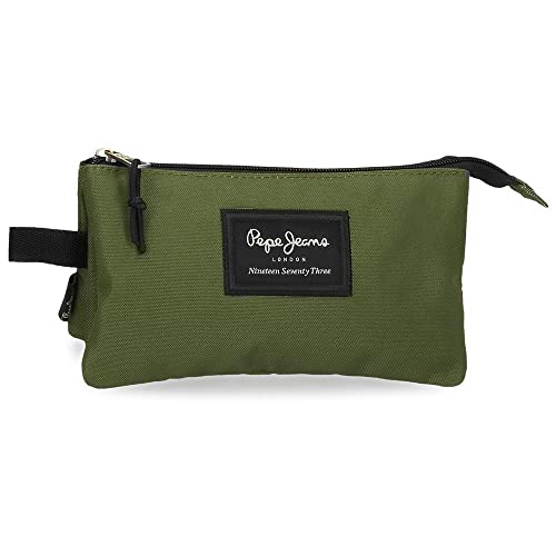 Estojo PEPE JEANS Aris Colorful (Verde - 14 x 10 cm) PEPE JEANS - Estojos para canetas e lápis - três compartimentos, verde, 14 x 10 cm, escolar